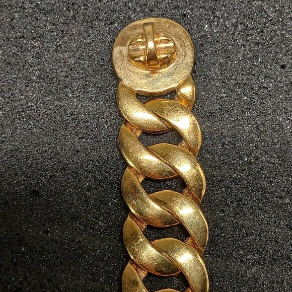 Marc by Marc Jacobs Gold Chunky Chain Bracelet Pearl Toggle Logo Clasp VGUC - Picture 9 of 15